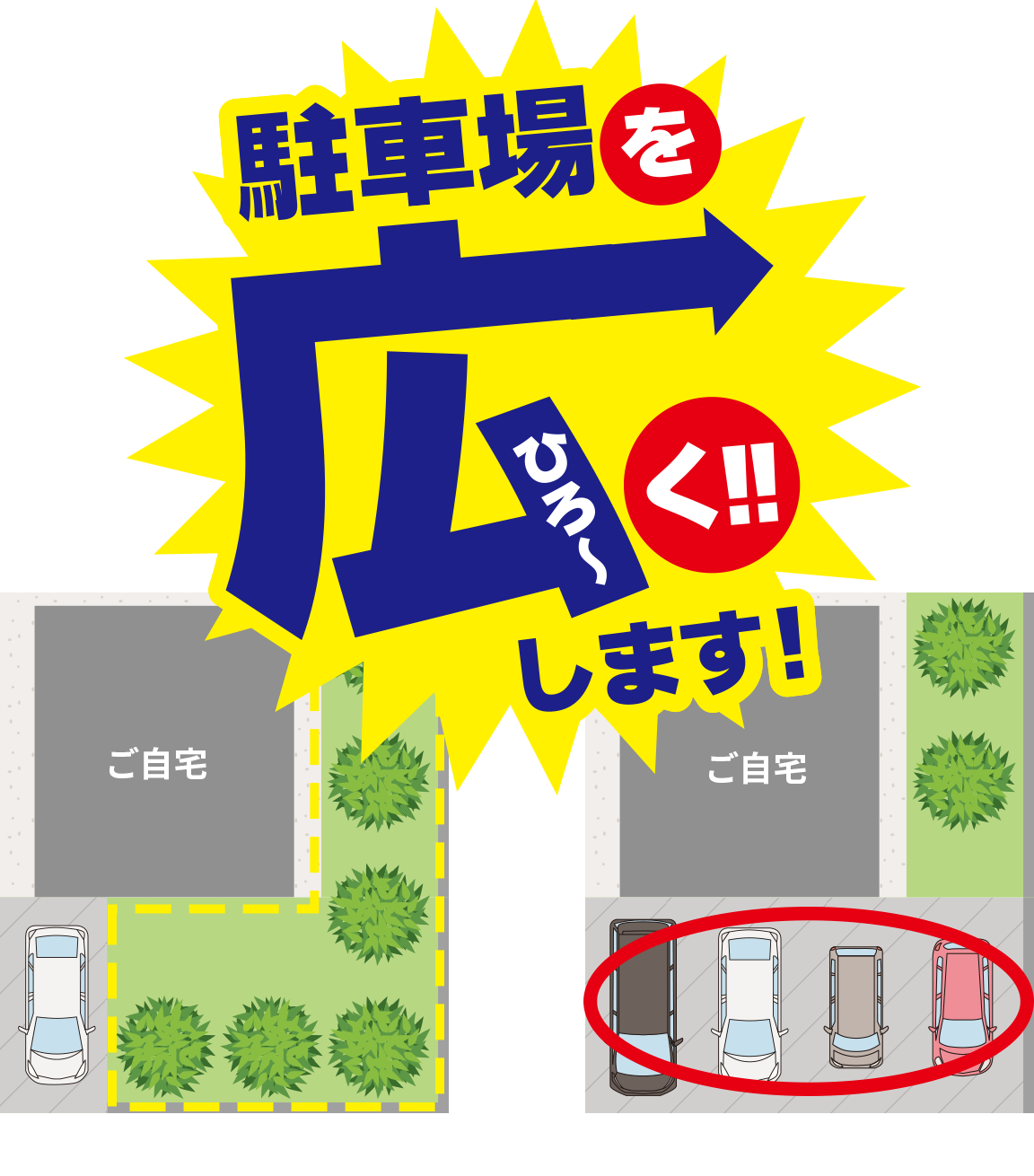 駐車場を広くします！！